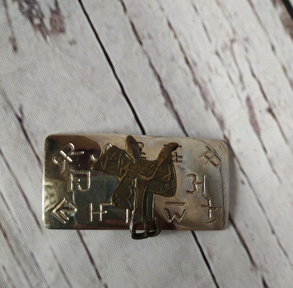 Vintage Chambers Belt Co Western Saddle Belt Buckle Made In U.S.A. 1970'S READ